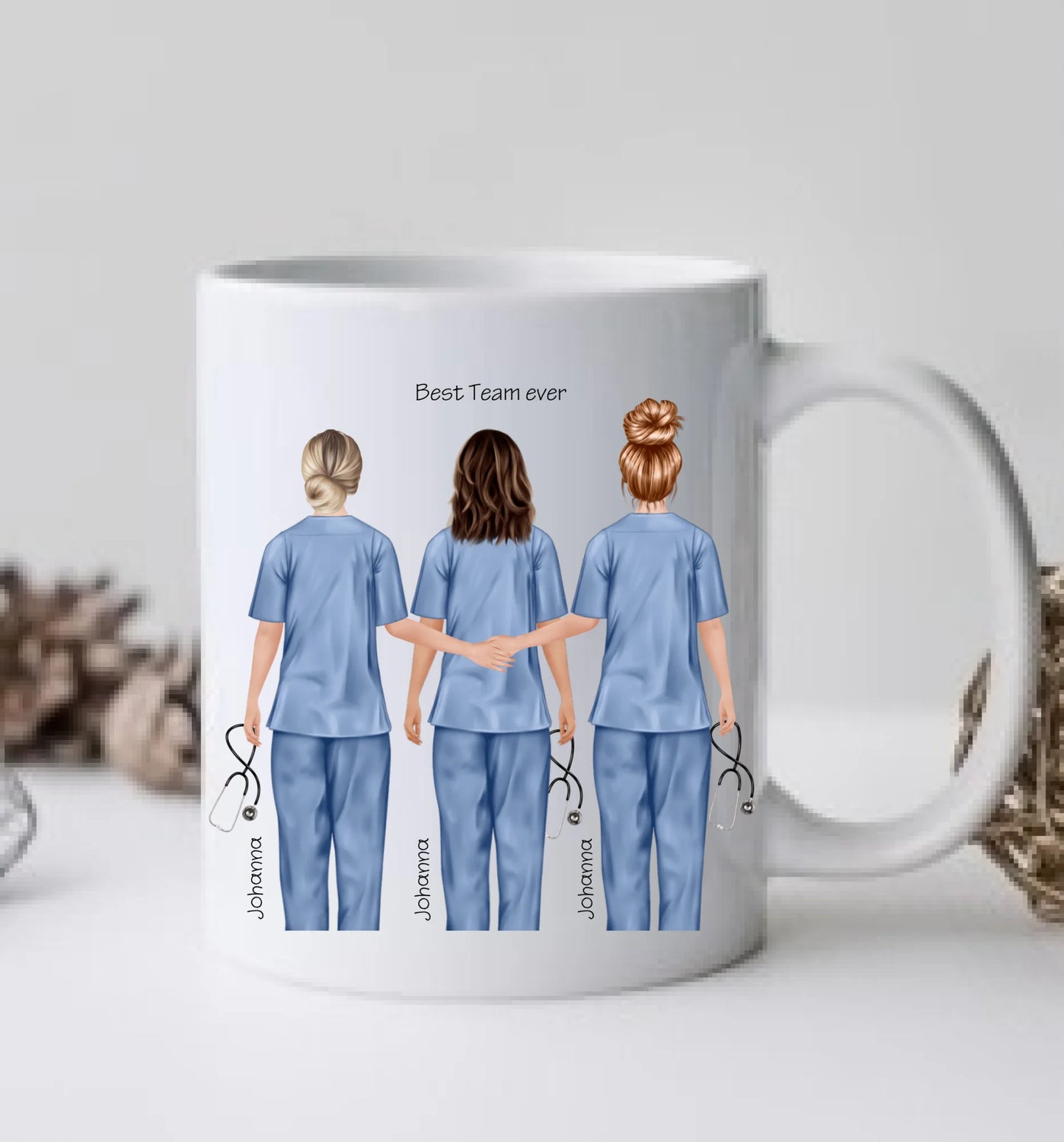3 Beste Krankenschwester Team Tasse, Personalisierter Kaffeebecher, Geschenkidee Kollegin, Tassendruck, Ostern, Pflegerin, Ärztin