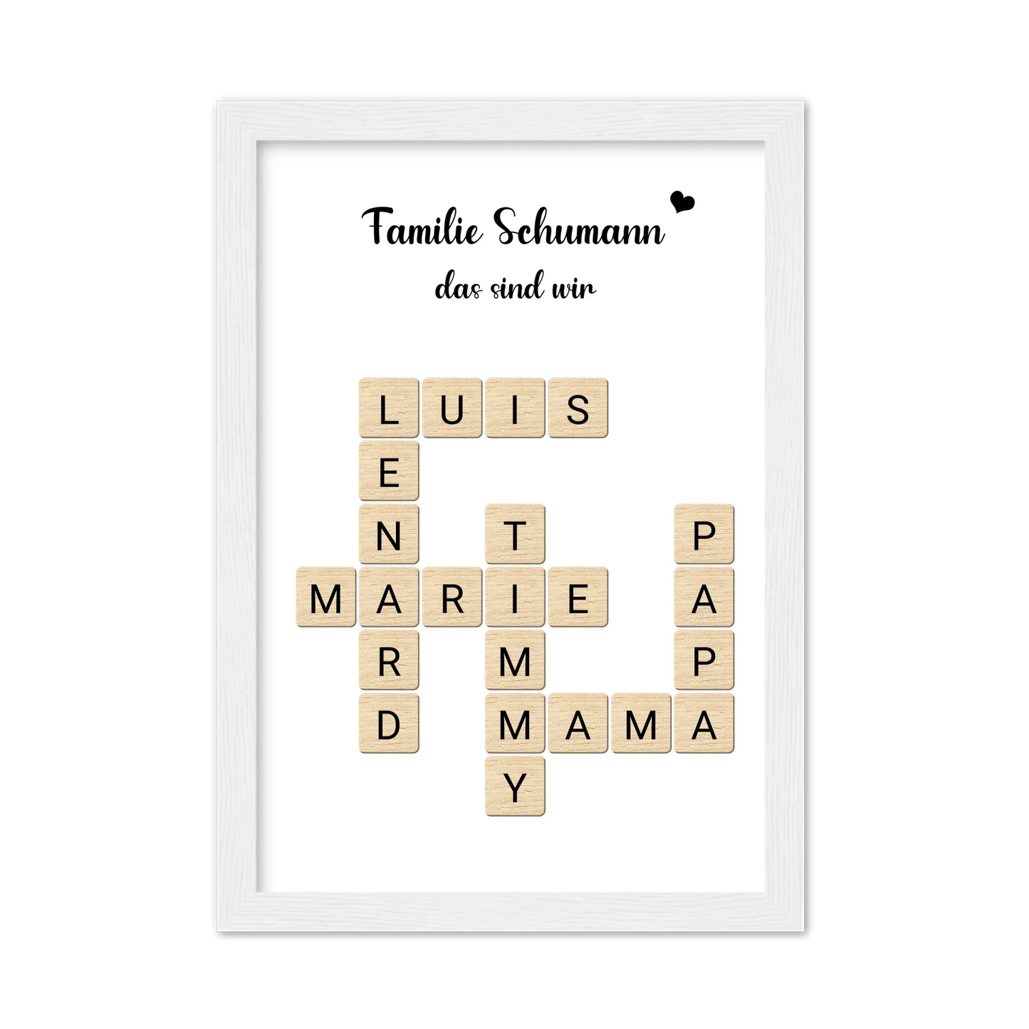 Weihnachtsgeschenk Familie  - Personalisiertes Scrabble Bild Geschenk, Familienbild mit Familiennamen, Geburtstagsgeschenk