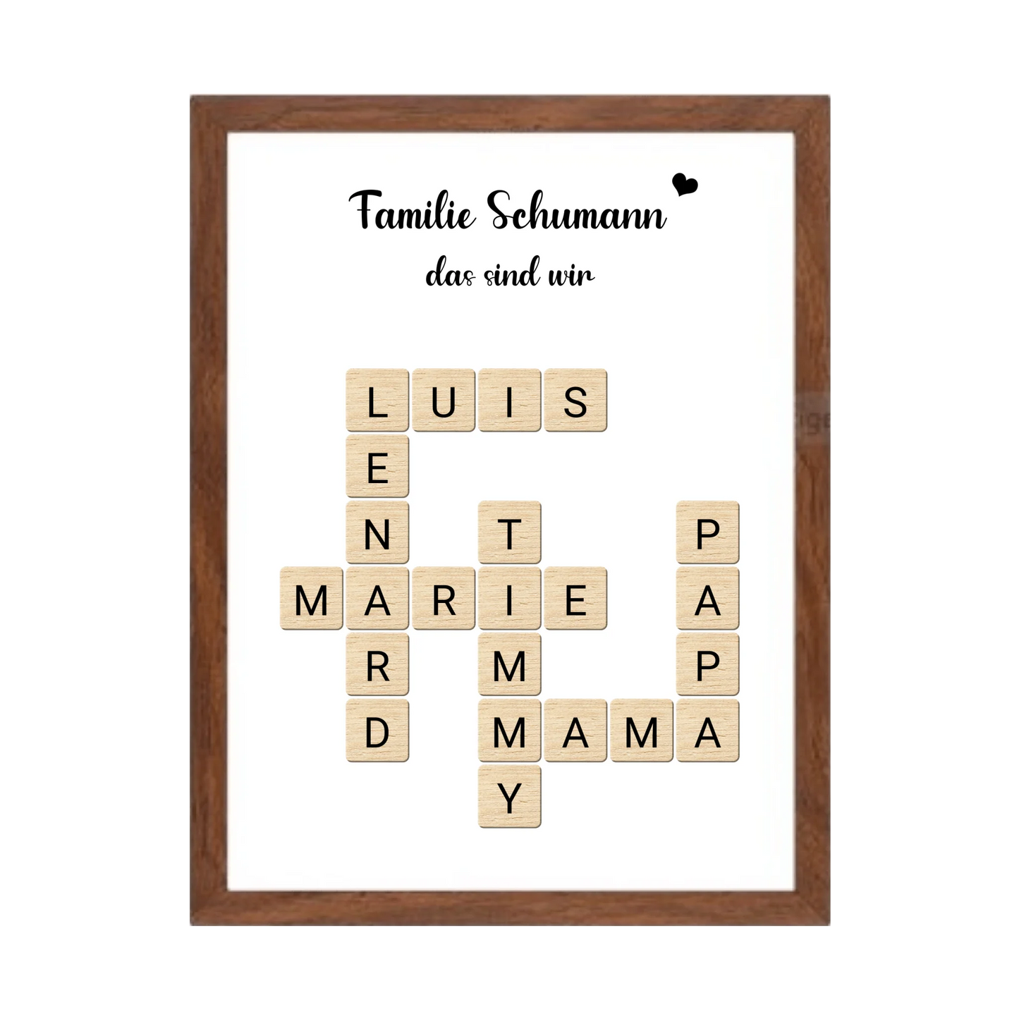 Weihnachtsgeschenk Familie  - Personalisiertes Scrabble Bild Geschenk, Familienbild mit Familiennamen, Geburtstagsgeschenk