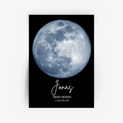 Personalisiertes Mondphasen-Poster - zur Geburt, Hochzeit, oder besonderem Datum