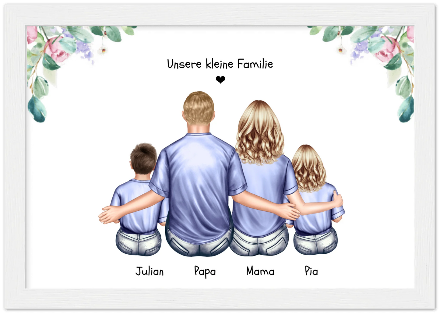 Geschenk Familie Familienposter, Familienbild mit 2 + 3 Kindern + Baby - Geschenk Papa, Mama zum Vatertag, Muttertag, Vatertagsgeschenk Geburtstagsgeschenk, Weihnachtsgeschenk