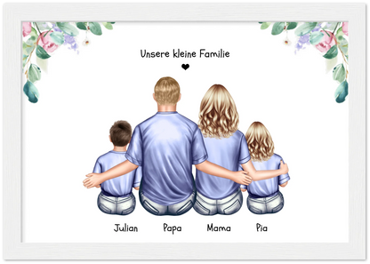 Geschenk Familie Familienposter, Familienbild mit 2 + 3 Kindern + Baby - Geschenk Papa, Mama zum Vatertag, Muttertag, Vatertagsgeschenk Geburtstagsgeschenk, Weihnachtsgeschenk