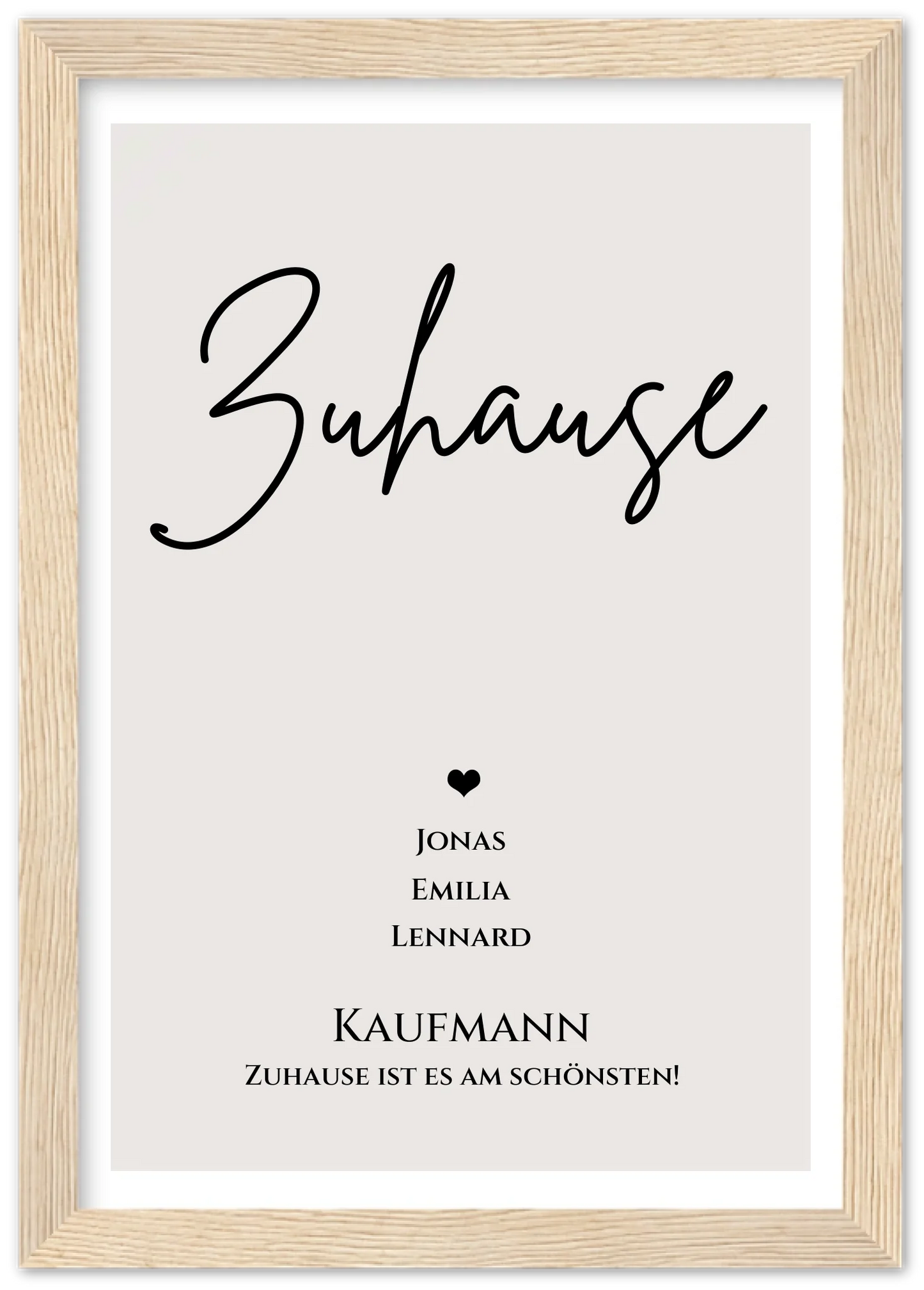 "ZUHAUSE" Poster personalisiert | Familien Bild Geschenk  mit Namen und Datum