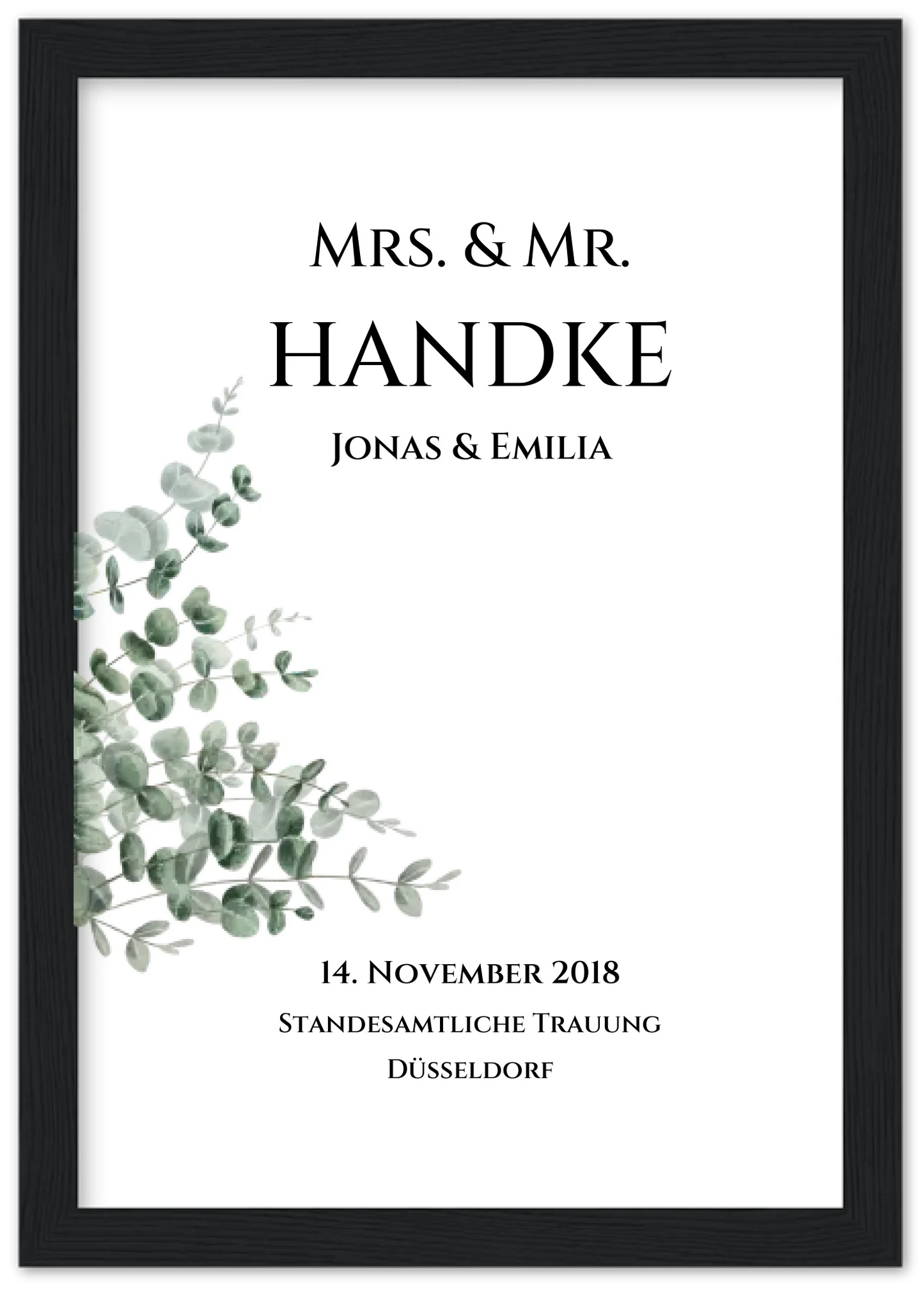 Personalisiertes Hochzeitsposter "Just Married" |  "Mr. & Mrs." Hochzeitsgeschenk mit Namen und Datum