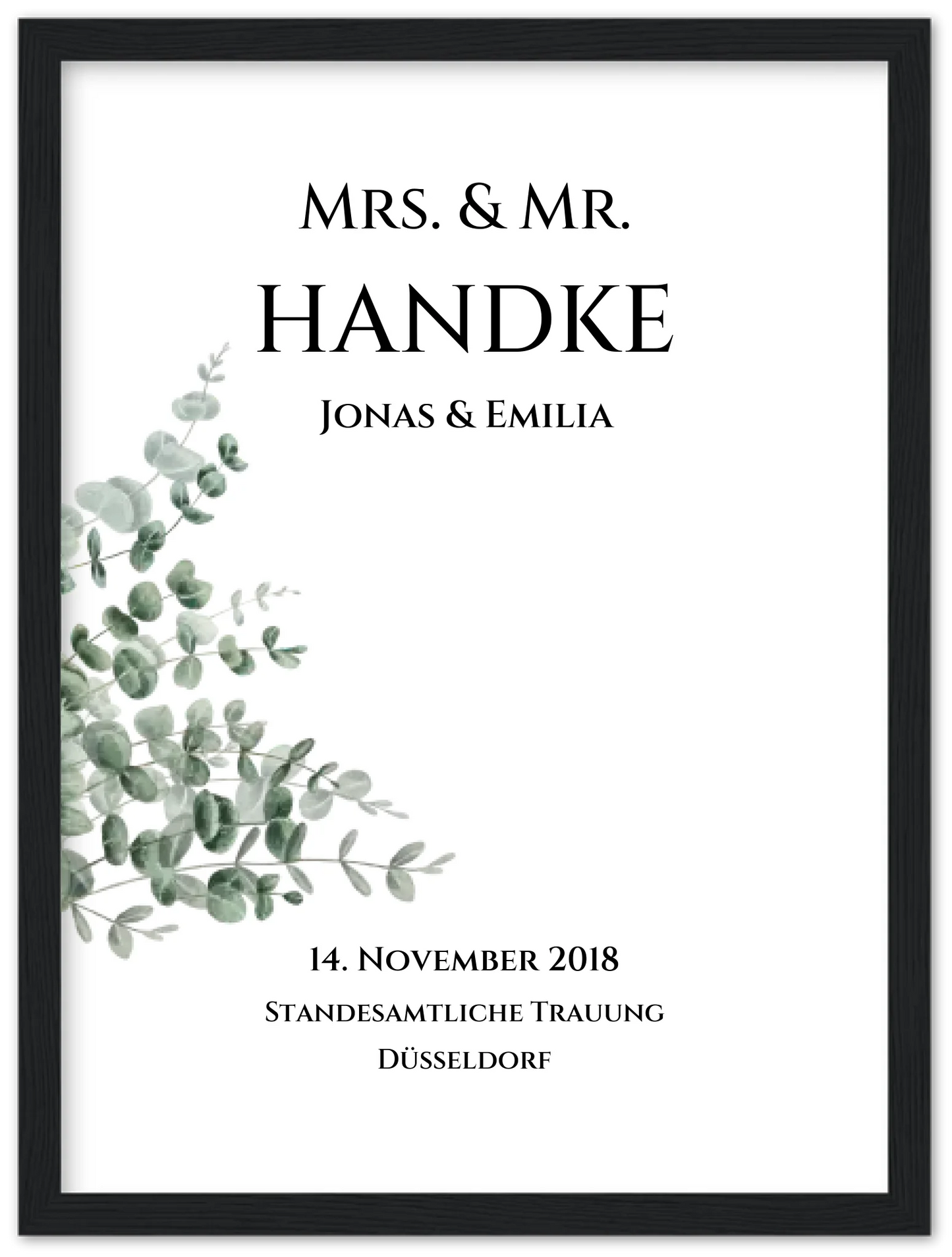 Personalisiertes Hochzeitsposter "Just Married" |  "Mr. & Mrs." Hochzeitsgeschenk mit Namen und Datum