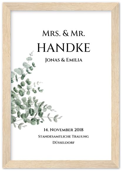 Personalisiertes Hochzeitsposter "Just Married" |  "Mr. & Mrs." Hochzeitsgeschenk mit Namen und Datum