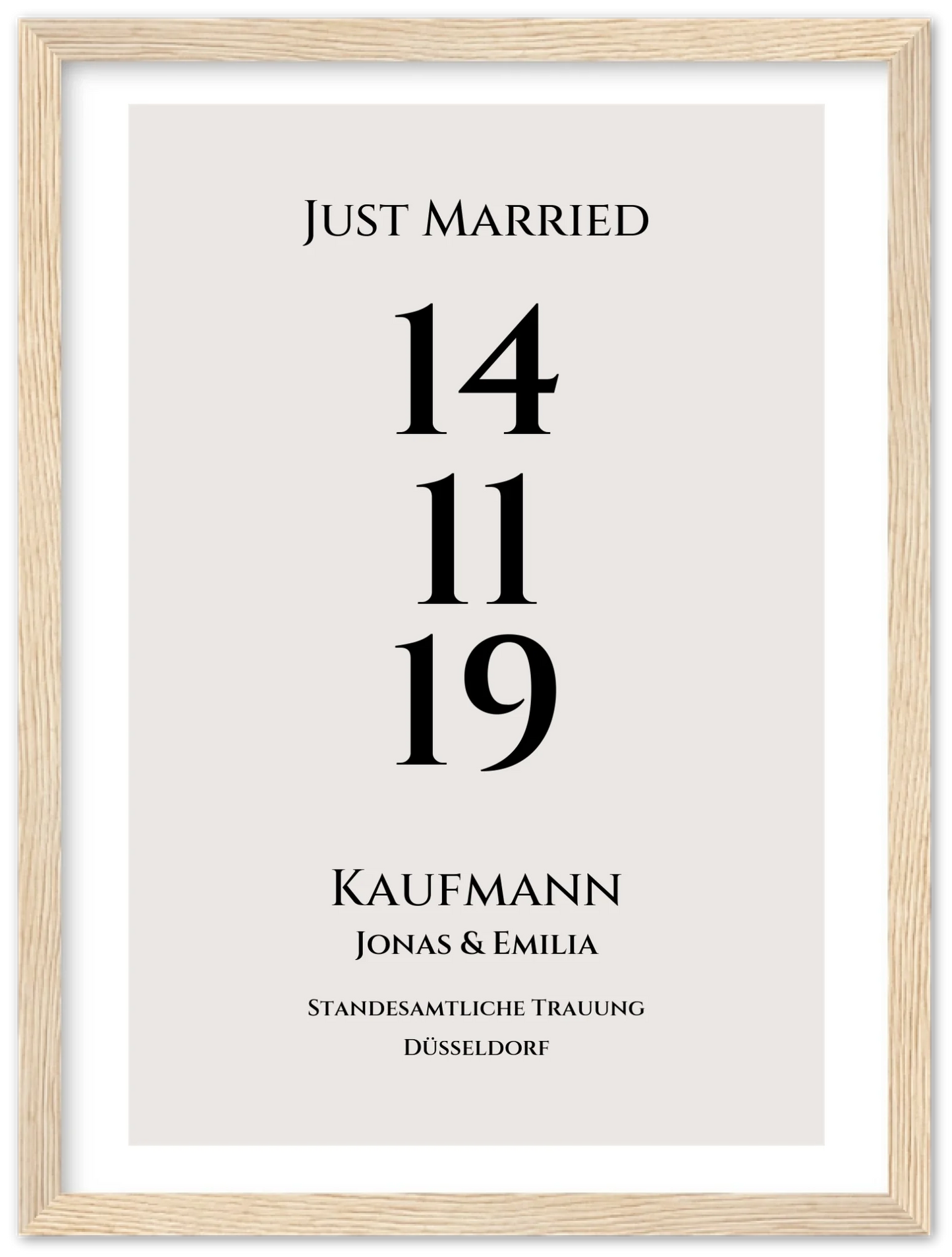 Personalisiertes Hochzeitsposter "Just Married" |  "Hochzeit Datum" Hochzeitsgeschenk mit Namen und Datum