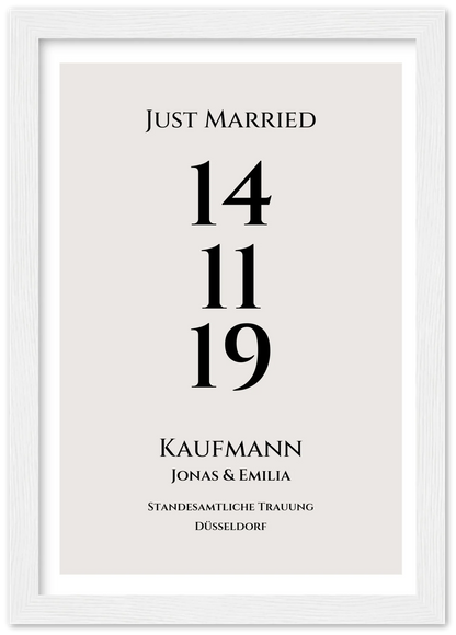 Personalisiertes Hochzeitsposter "Just Married" |  "Hochzeit Datum" Hochzeitsgeschenk mit Namen und Datum