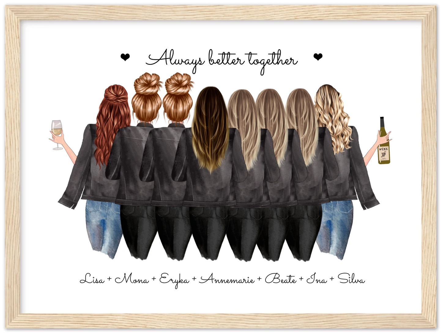 8 Beste Freundinnen Poster Geschenk personalisiert - Geburtstagsgeschenk - Freundin Bild Geschenk Geburtstag