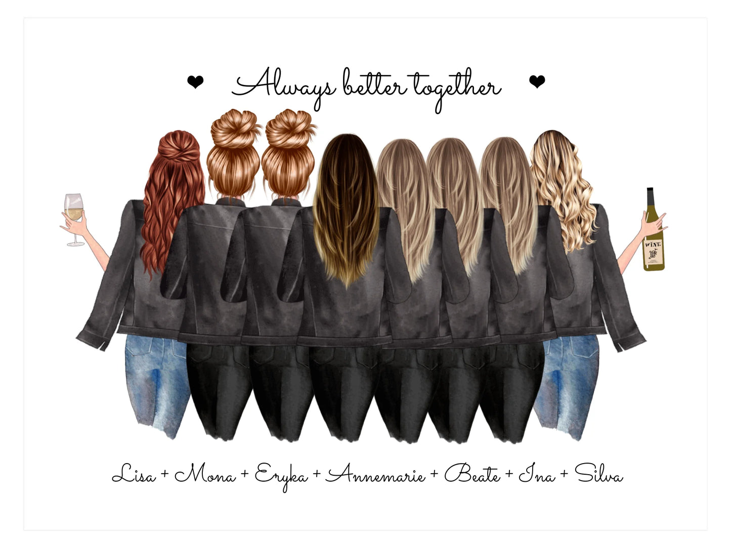 8 Beste Freundinnen Poster Geschenk personalisiert - Geburtstagsgeschenk - Freundin Bild Geschenk Geburtstag