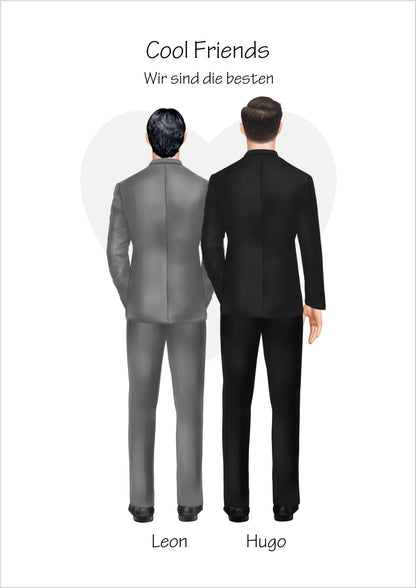 Wir sind die besten Poster - Bild Geschenk 2 Freunde, Brüder, Kollegen - Geburtstagsgeschenk & Weihnachtsgeschenk