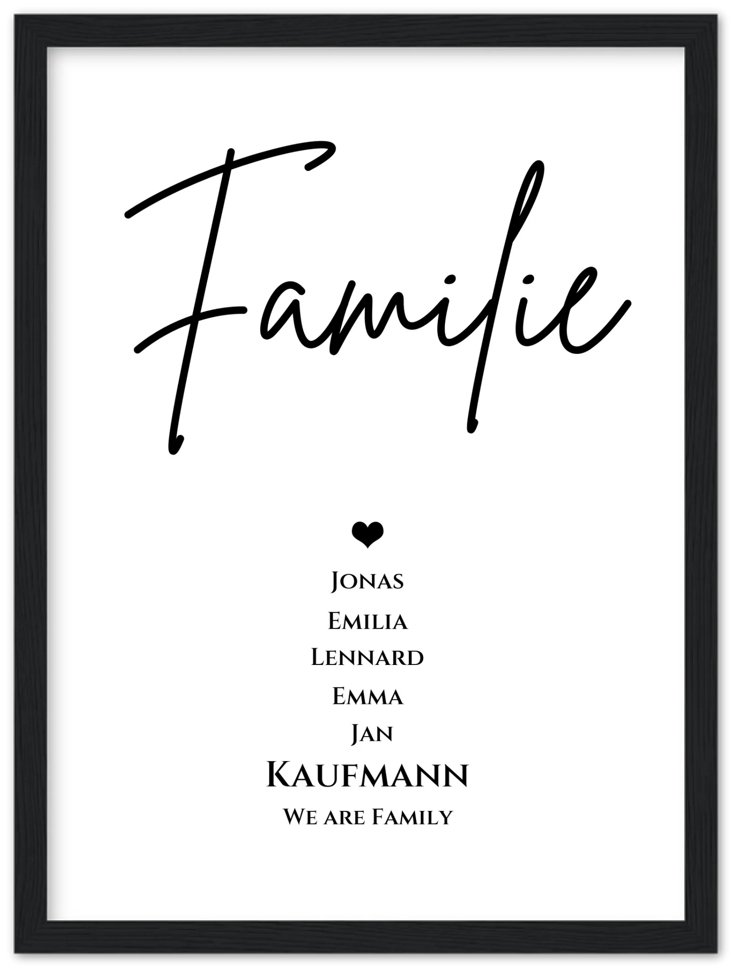 Familienbild "FAMILY" |  Poster mit Namen personalisiert |Geburtstagsgeschenk, Muttertagsgeschenk, Weihnachtsgeschenk