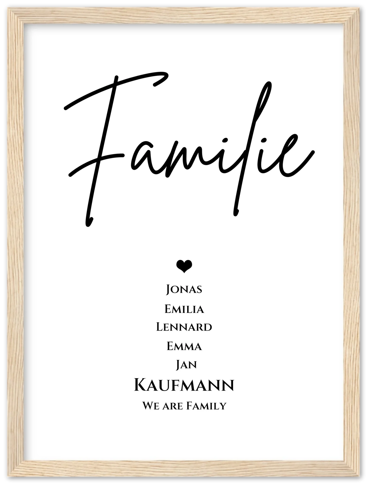 Familienbild "FAMILY" |  Poster mit Namen personalisiert |Geburtstagsgeschenk, Muttertagsgeschenk, Weihnachtsgeschenk