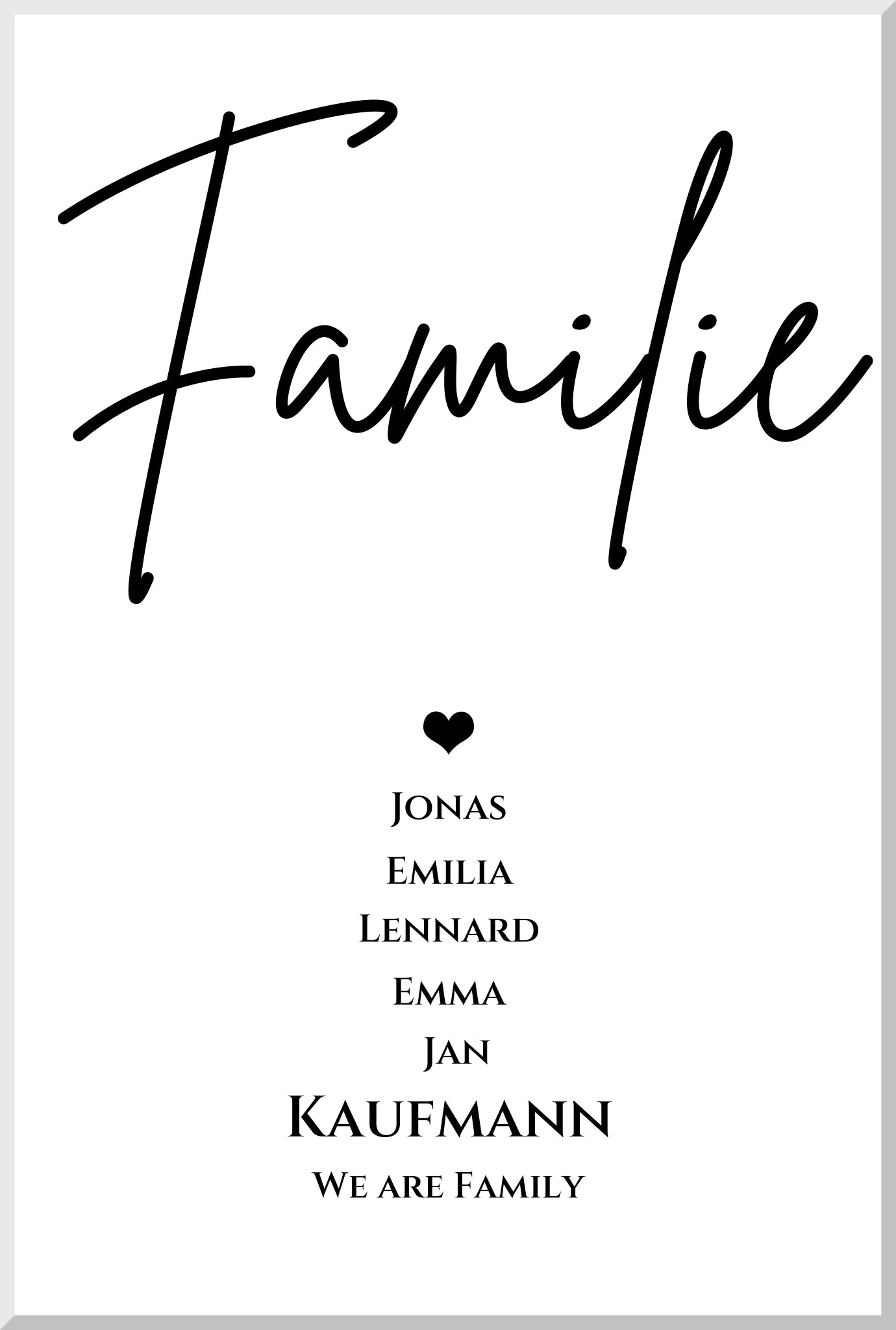 Familienbild "FAMILY" |  Poster mit Namen personalisiert |Geburtstagsgeschenk, Muttertagsgeschenk, Weihnachtsgeschenk