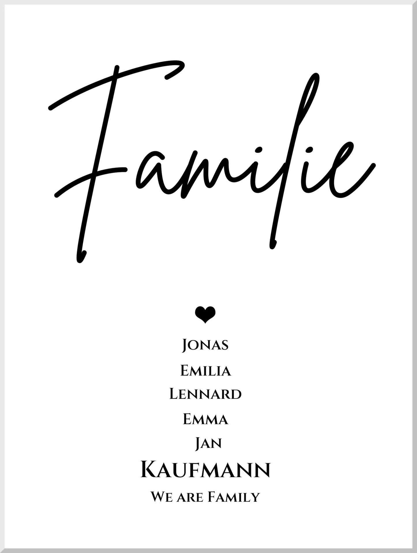 Familienbild "FAMILY" |  Poster mit Namen personalisiert |Geburtstagsgeschenk, Muttertagsgeschenk, Weihnachtsgeschenk