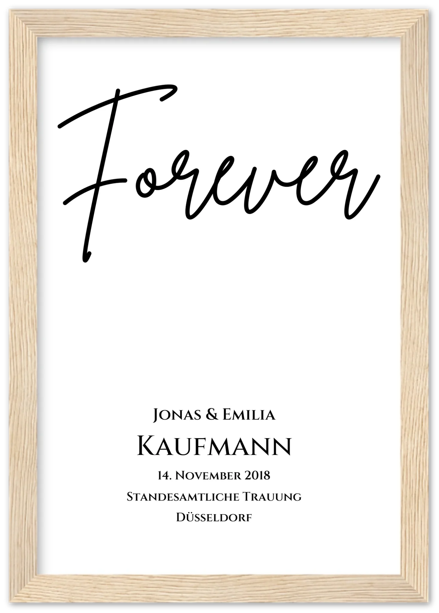 Personalisiertes Hochzeitsposter "Forever" |  Hochzeitsgeschenk Bild mit Namen und Datum