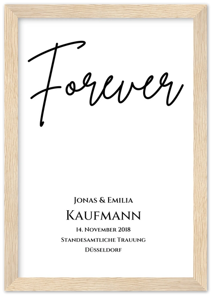 Personalisiertes Hochzeitsposter "Forever" |  Hochzeitsgeschenk Bild mit Namen und Datum
