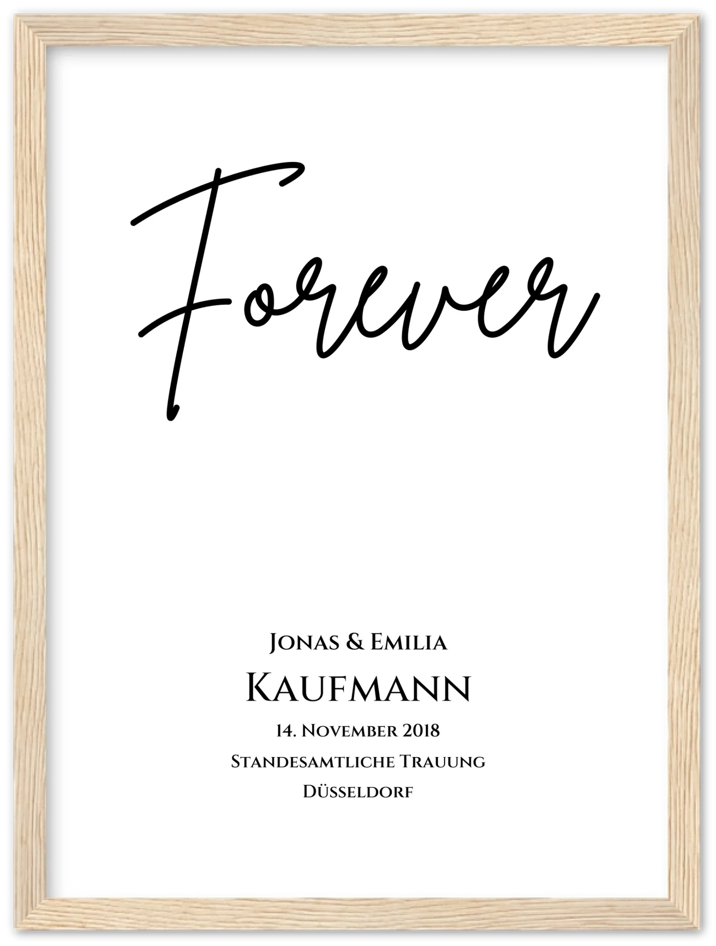 Personalisiertes Hochzeitsposter "Forever" |  Hochzeitsgeschenk Bild mit Namen und Datum