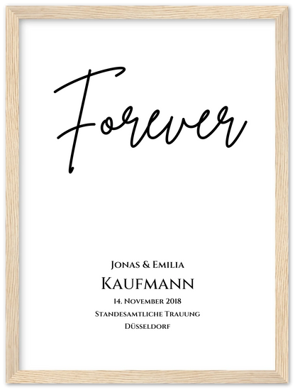 Personalisiertes Hochzeitsposter "Forever" |  Hochzeitsgeschenk Bild mit Namen und Datum