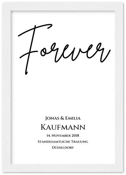 Personalisiertes Hochzeitsposter "Forever" |  Hochzeitsgeschenk Bild mit Namen und Datum