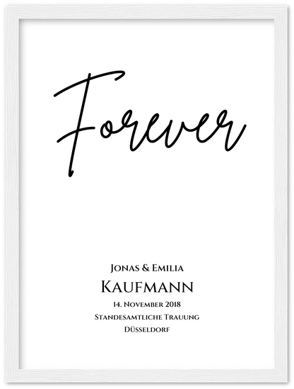 Personalisiertes Hochzeitsposter "Forever" |  Hochzeitsgeschenk Bild mit Namen und Datum