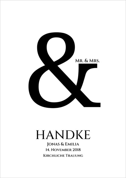 Personalisiertes Hochzeitsposter "Ampersand" | Mr. & Mrs. Bild Hochzeitsgeschenk