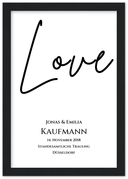 "LOVE" Personalisiertes Hochzeitsposter |  Hochzeitsgeschenk Bild mit Namen und Datum