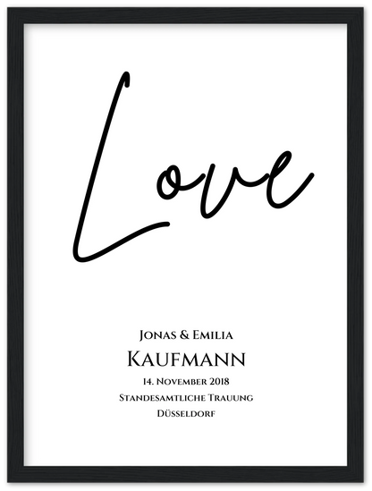 "LOVE" Personalisiertes Hochzeitsposter |  Hochzeitsgeschenk Bild mit Namen und Datum