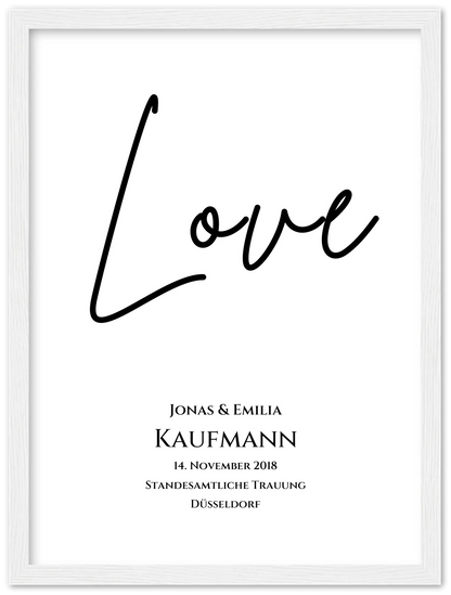 "LOVE" Personalisiertes Hochzeitsposter |  Hochzeitsgeschenk Bild mit Namen und Datum