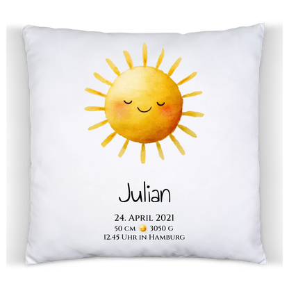 Personalisiertes Poster zur Geburt & Taufe mit Sonne  Geburtdaten oder Taufdaten - Geschenkidee