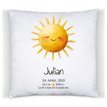 Personalisiertes Poster zur Geburt & Taufe mit Sonne  Geburtdaten oder Taufdaten - Geschenkidee