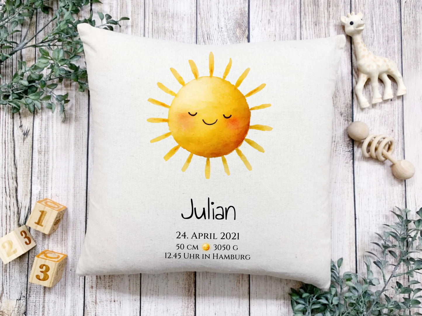 Personalisiertes Poster zur Geburt & Taufe mit Sonne  Geburtdaten oder Taufdaten - Geschenkidee