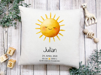 Personalisiertes Poster zur Geburt & Taufe mit Sonne  Geburtdaten oder Taufdaten - Geschenkidee