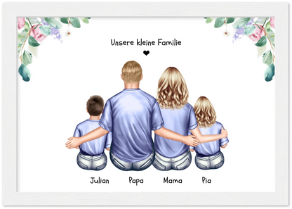 Weihnachtsgeschenk Familienbild mit 2-3 Kindern - personalisiertes Geschenk Papa -Geschenk Mama - Geburtstagsgeschenk