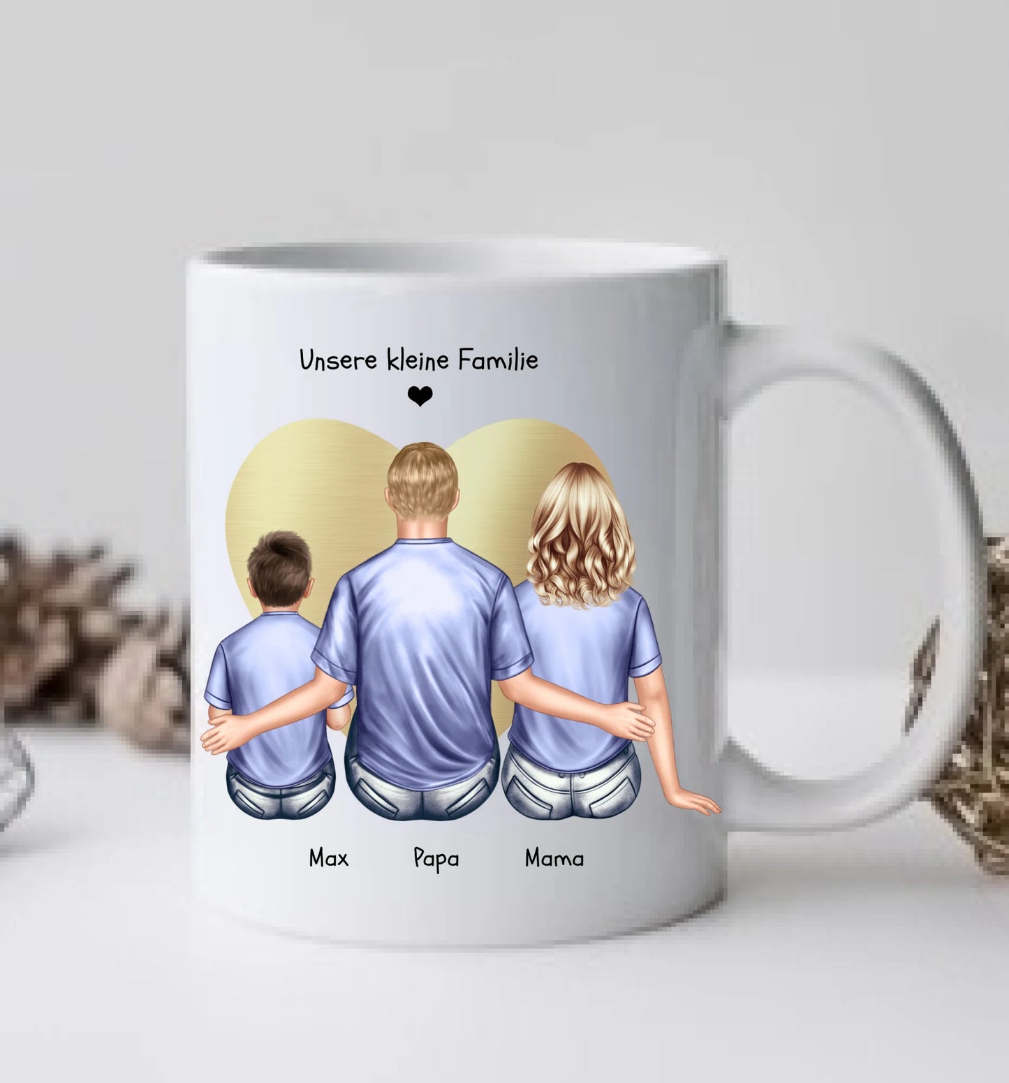 Familie Geschenk Papa, Geschenk Mama - Personalisierte Tasse Vatertag - Muttertag - Geburtstagsgeschenk - Weihnachtsgeschenk Familie mit Kind
