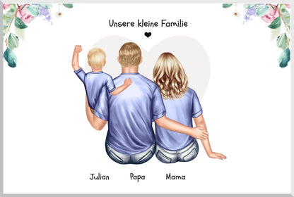 Familienbild mit Baby - Geschenk Papa -Geschenk Mama - Geschenk Vatertag - Geschenk Muttertag - Papa Vatertagsgeschenk