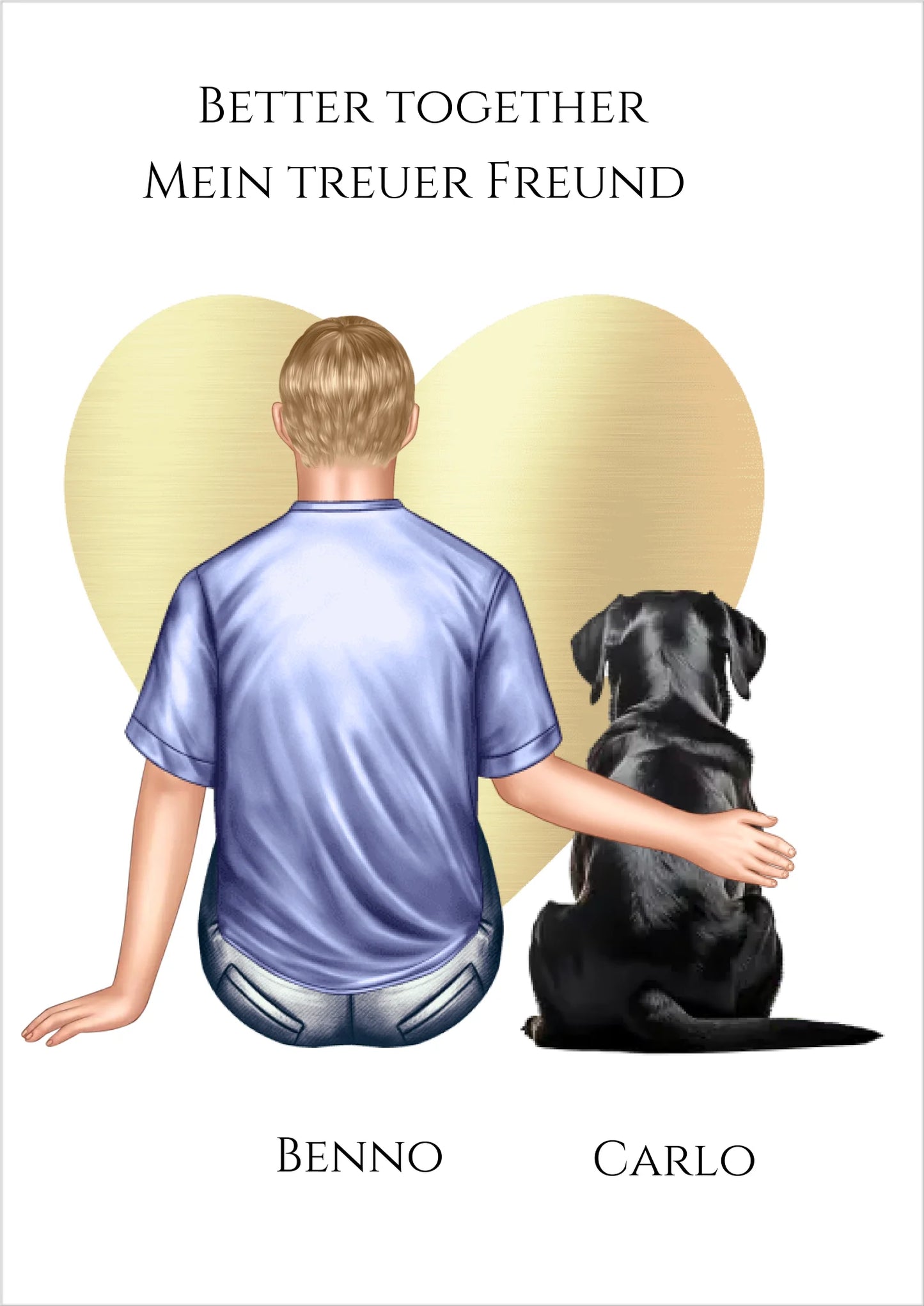 Personalisiertes Poster Geschenk Hundebesitzer Mann / Junge mit Hund - Geburtstagsgeschenk Weihnachtsgeschenk