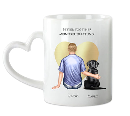 Geschenk Mann mit Hund Tasse personalisiert - Geburtstagsgeschenk Geschenk Hundebesitzer Weihnachtsgeschenk