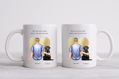 Geschenk Mann mit Hund Tasse personalisiert - Geburtstagsgeschenk Geschenk Hundebesitzer Weihnachtsgeschenk