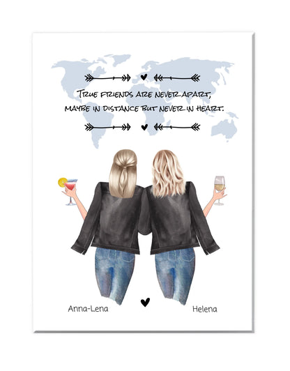 2 Beste Freundinnen Poster Geschenk mit Spruch personalisiert - Geburtstagsgeschenk  - Personalisiertes Freundin Bild Weihnachtsgeschenk
