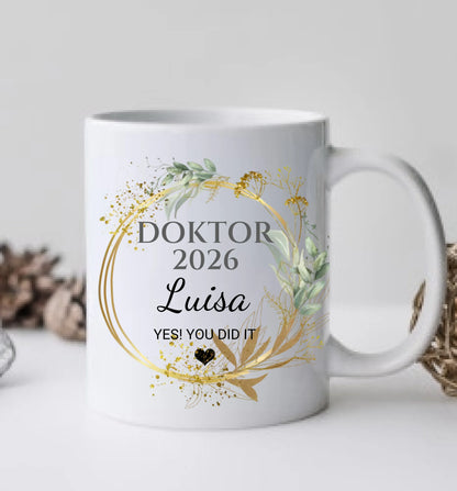 DOKTOR Personalisierte Tasse Geschenk -Abschlussgeschenk