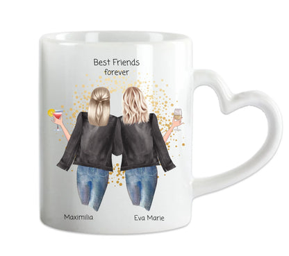 2 Beste Freundinnen Tasse personalisiert - Beste Freundin Geburtstagsgeschenk