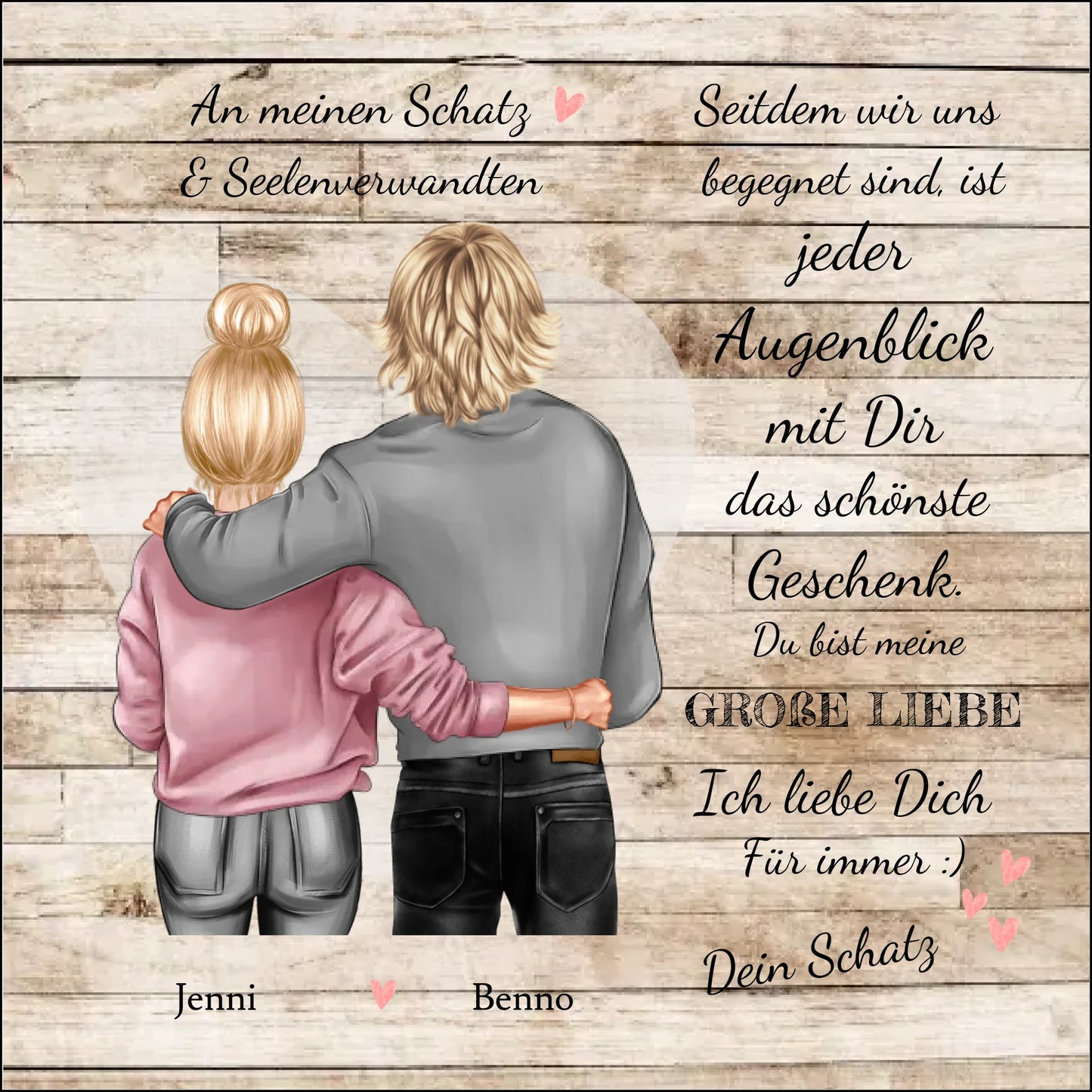 An meinen Schatz - Poster personalisierte Paarleinwand - Geschenk für Sie - Geschenk für Ihn