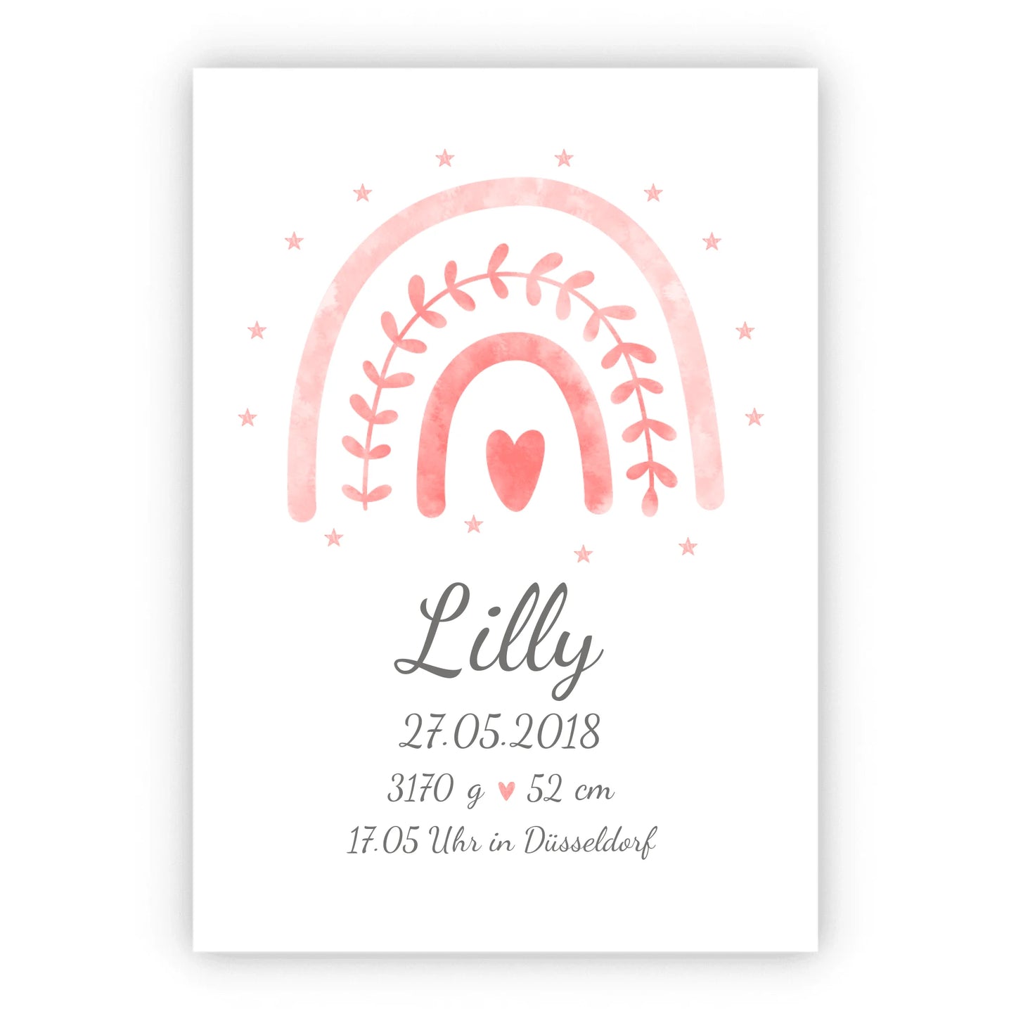 Regenbogenposter - Personalisiertes Babyposter + Geburtsanzeige als Erinnerung zur Geburt gestalten - Baby Geschenk - Taufgeschenk