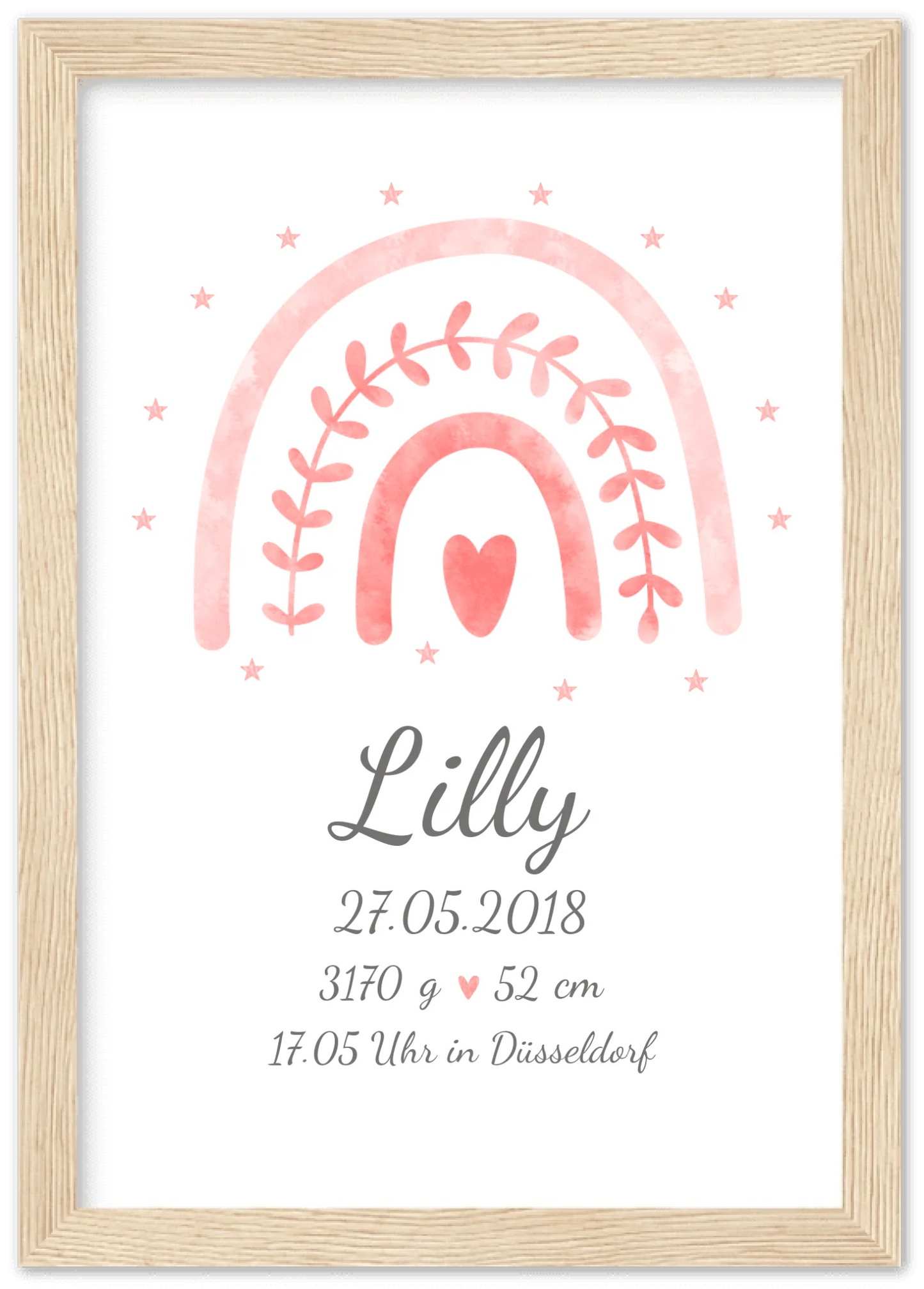 Regenbogenposter - Personalisiertes Babyposter + Geburtsanzeige als Erinnerung zur Geburt gestalten - Baby Geschenk - Taufgeschenk