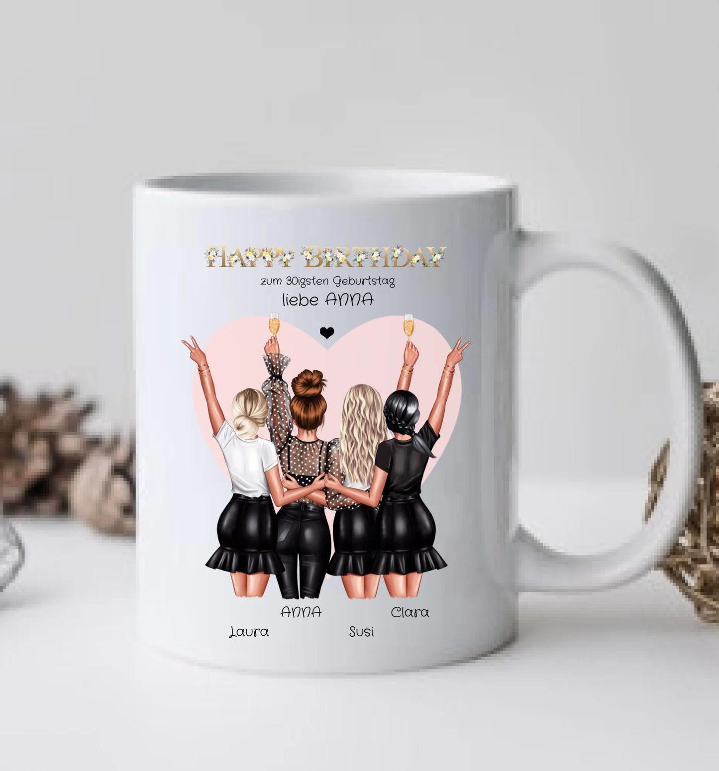 30 Geburtstag Geschenk Frau & beste Freundin personalisierte Tasse - Geschenkidee 20, 25, 35 Geburtstag - Geschenk Schwester, Kollegin