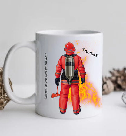 Feuerwehrmann - Personalisierte Tasse Geschenk Geburtstag Dienststelle Feuerwehr
