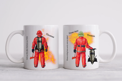 Feuerwehrmann - Personalisierte Tasse Geschenk Geburtstag Dienststelle Feuerwehr