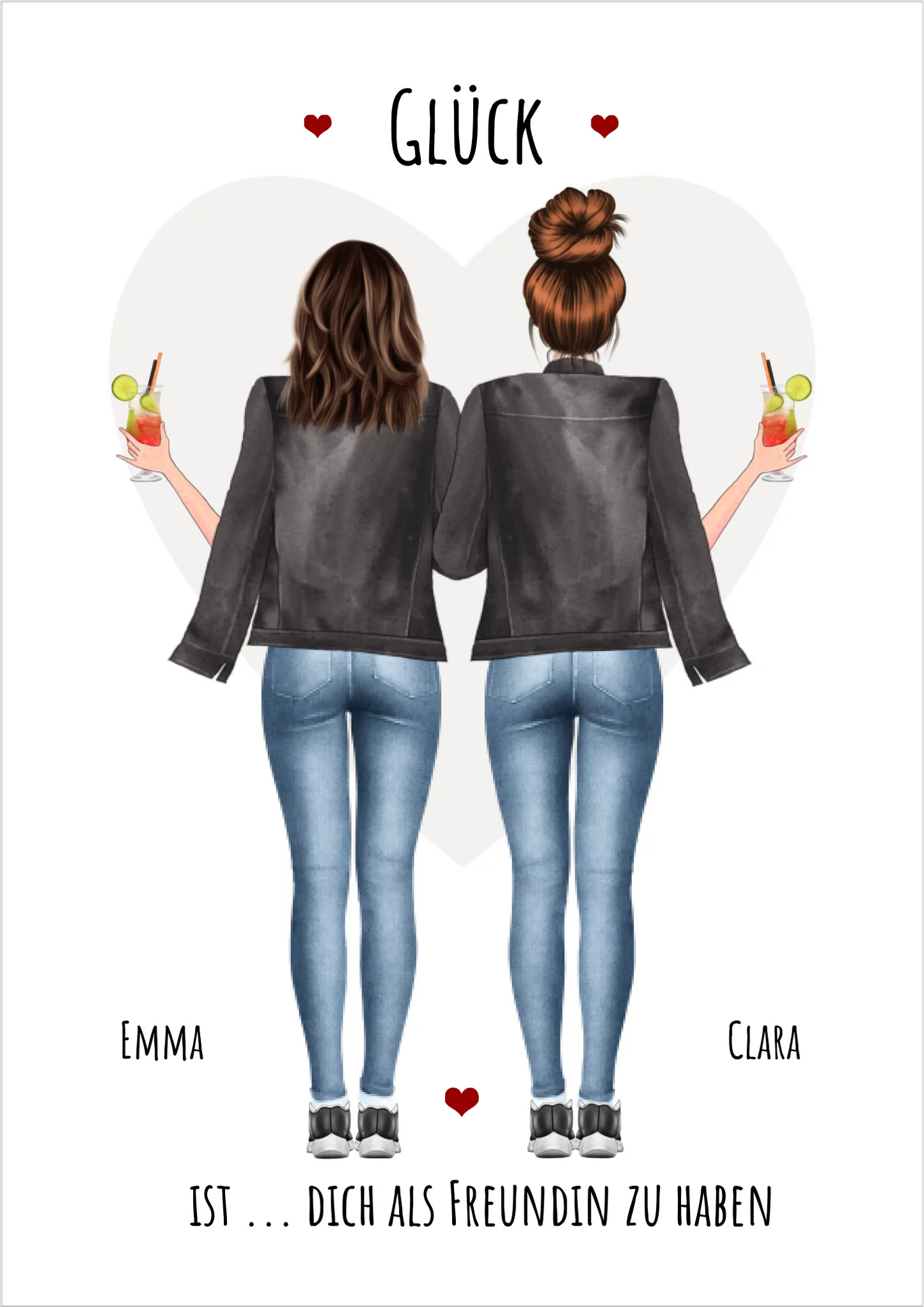2 beste Freundinnen Poster Geschenk personalisiert - Glück ist - Bild Geschenk - Geburtstagsgeschenk