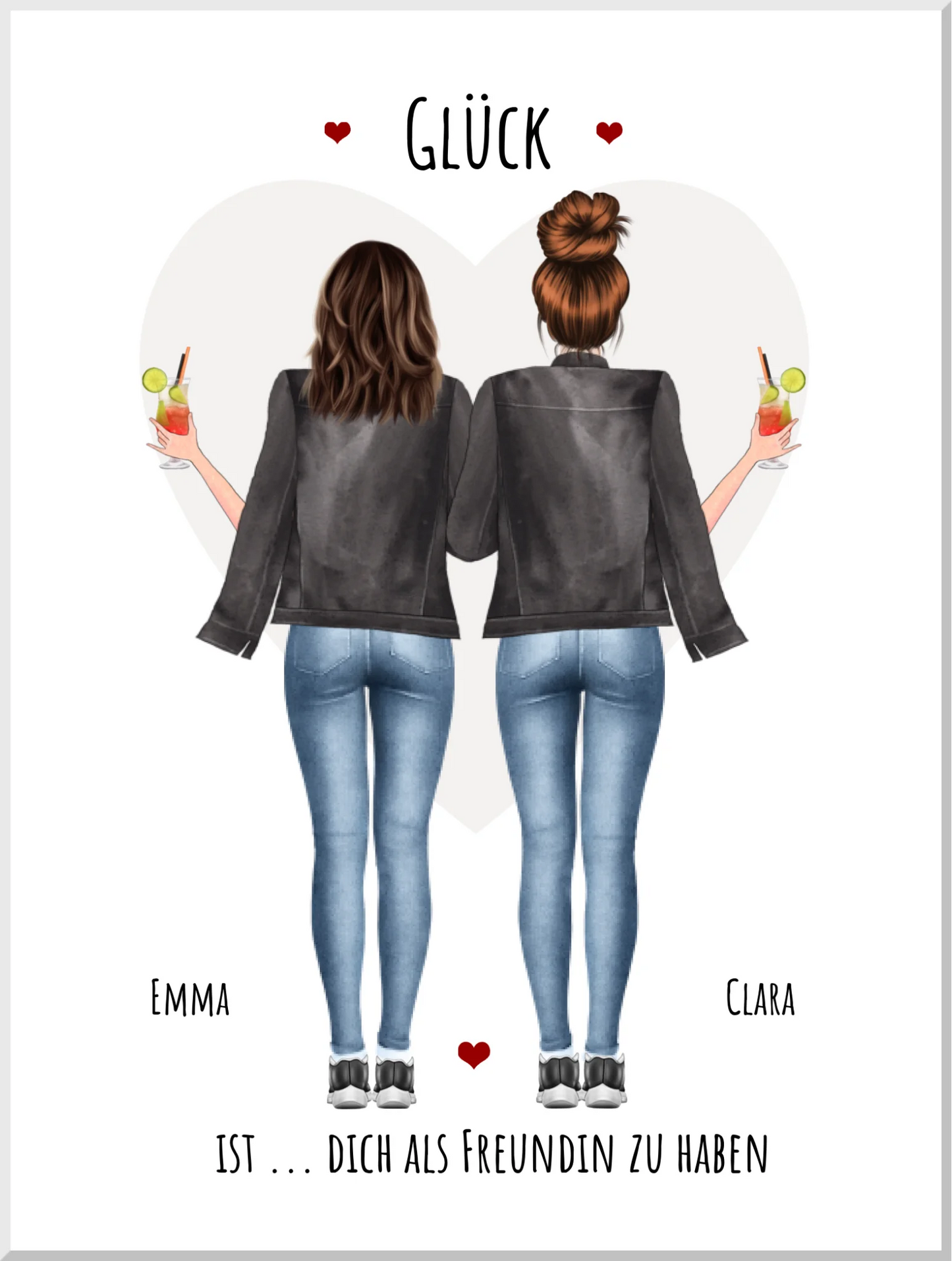 2 beste Freundinnen Poster Geschenk personalisiert - Glück ist - Bild Geschenk - Geburtstagsgeschenk